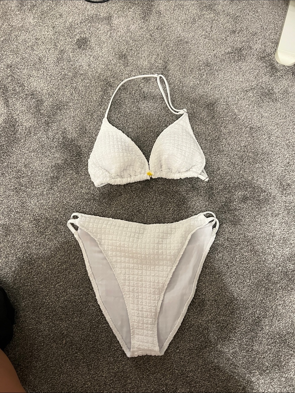 NEW SHEIN White Textured Triangle Bikini Set
